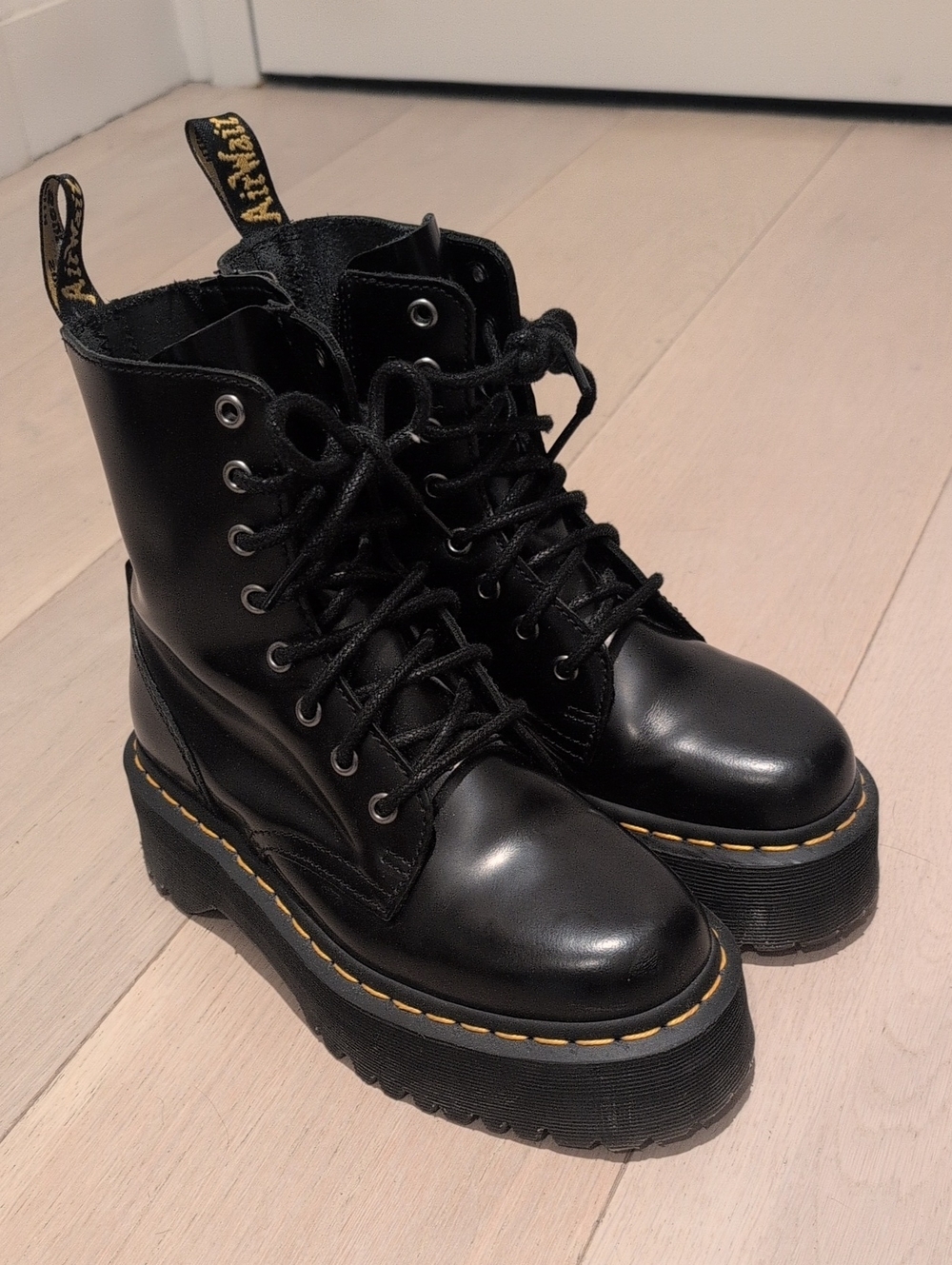 Dr. Martens Black Platform Lace-Up Combat Boots